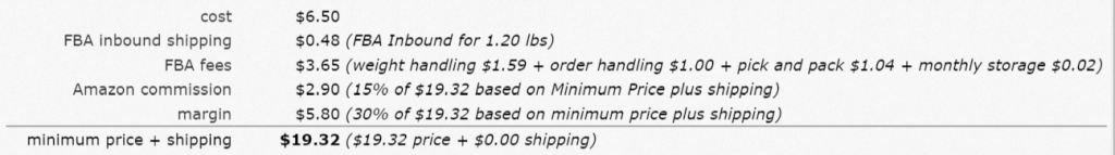Fig. 5 Example of Minimum Price + Shipping Result 