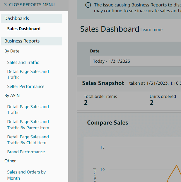 Image: Menu for business reports