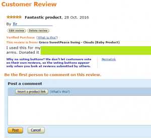 make comment on customer review Amazon