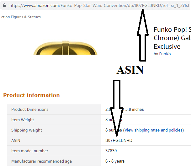 Image: example of ASIN on Amazon