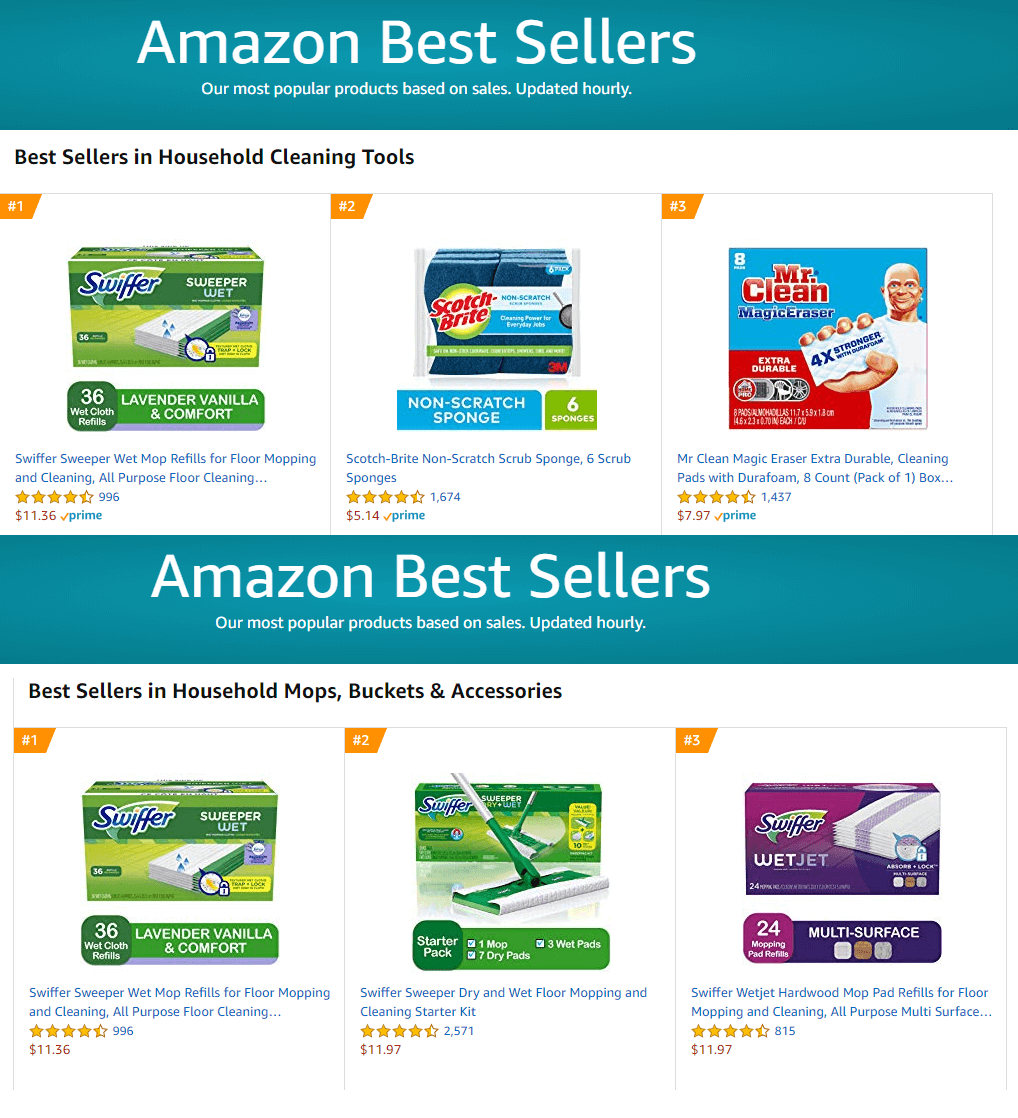 Image: Amazon Best Sellers in two different subcategories