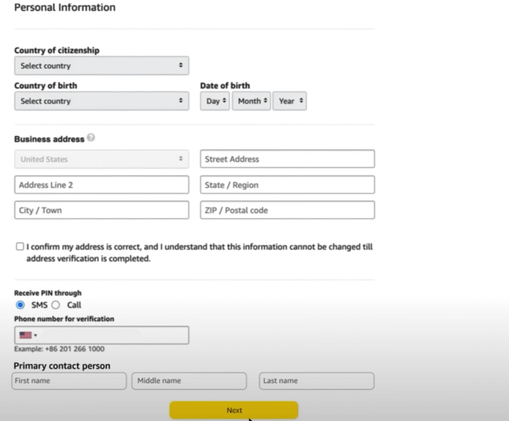 Image: screenshot of personal informal form