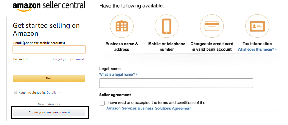 amazon sell account