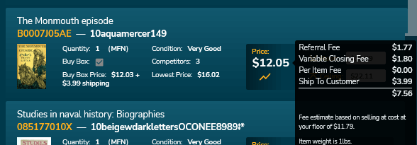 Image: Fees calculator in BuyBoxBuddy