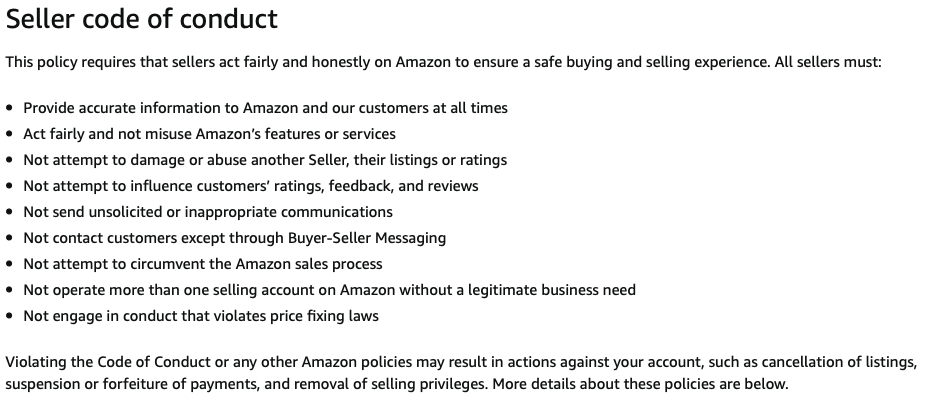 Amazon Seller Code of Conduct