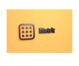 3D icon representing metrics on an orange background.