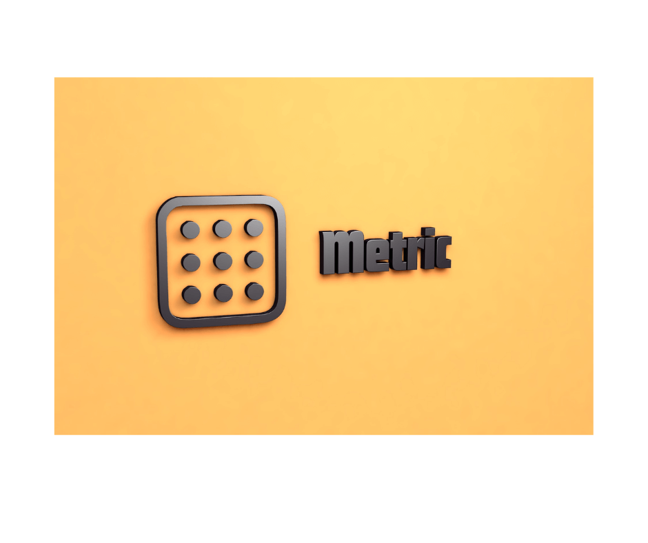 3D icon representing metrics on an orange background.