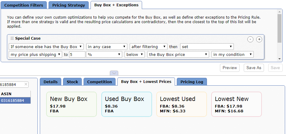 image: buy box information in Sellery
