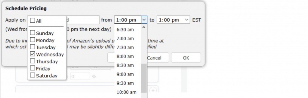 image: scheduling pricing in Sellery