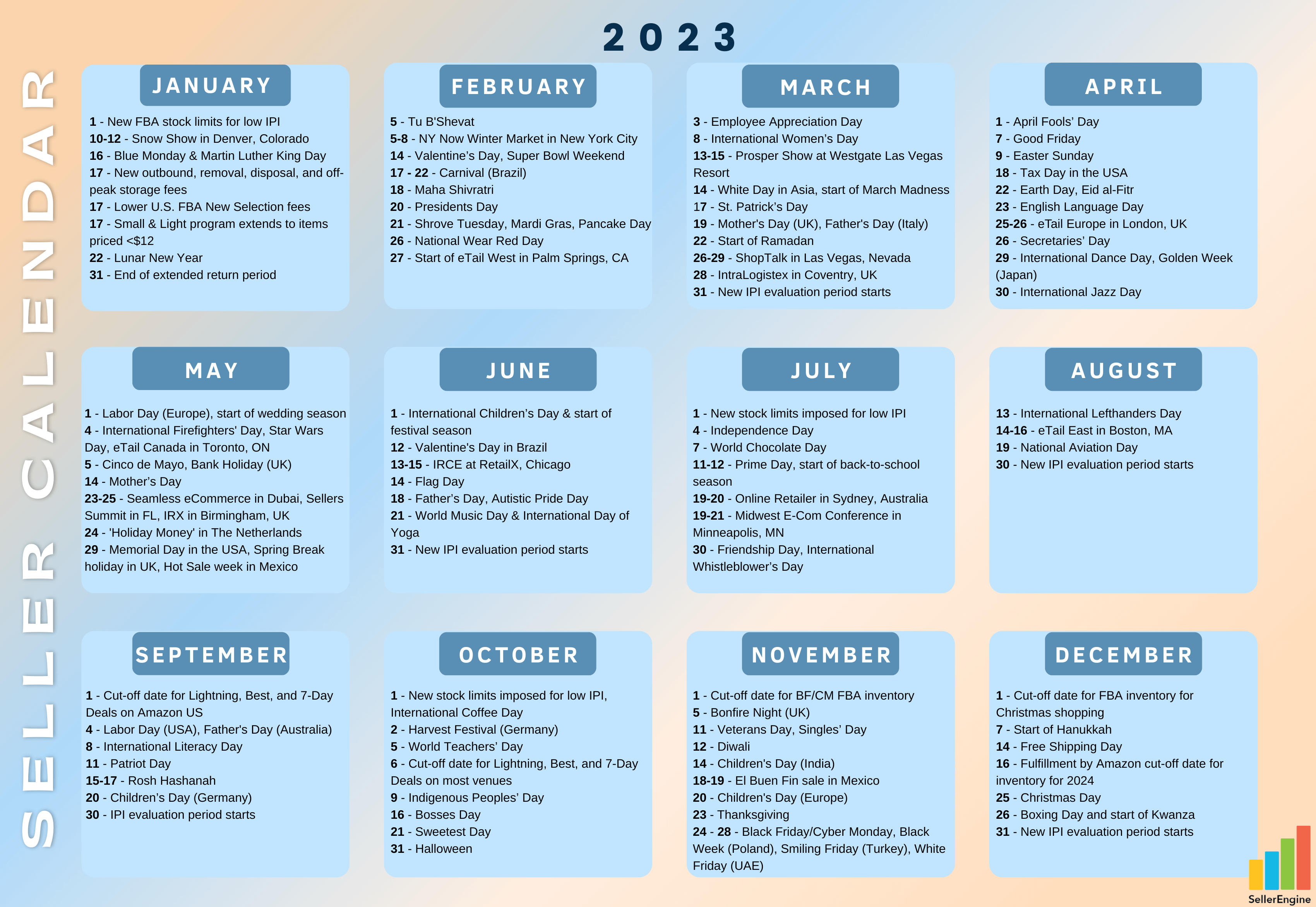 2023 Amazon Sellers Calendar SellerEngine
