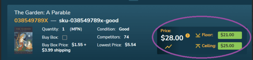 image: changing prices manually in BuyBoxBuddy