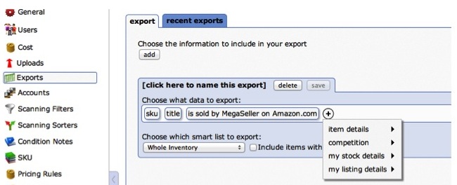 Custom Export Screen in Sellery