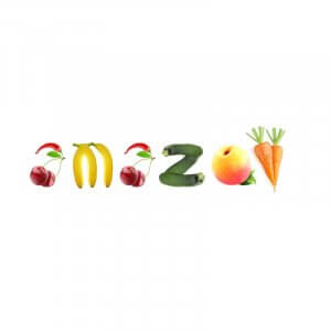 Amazon name written with vegetables