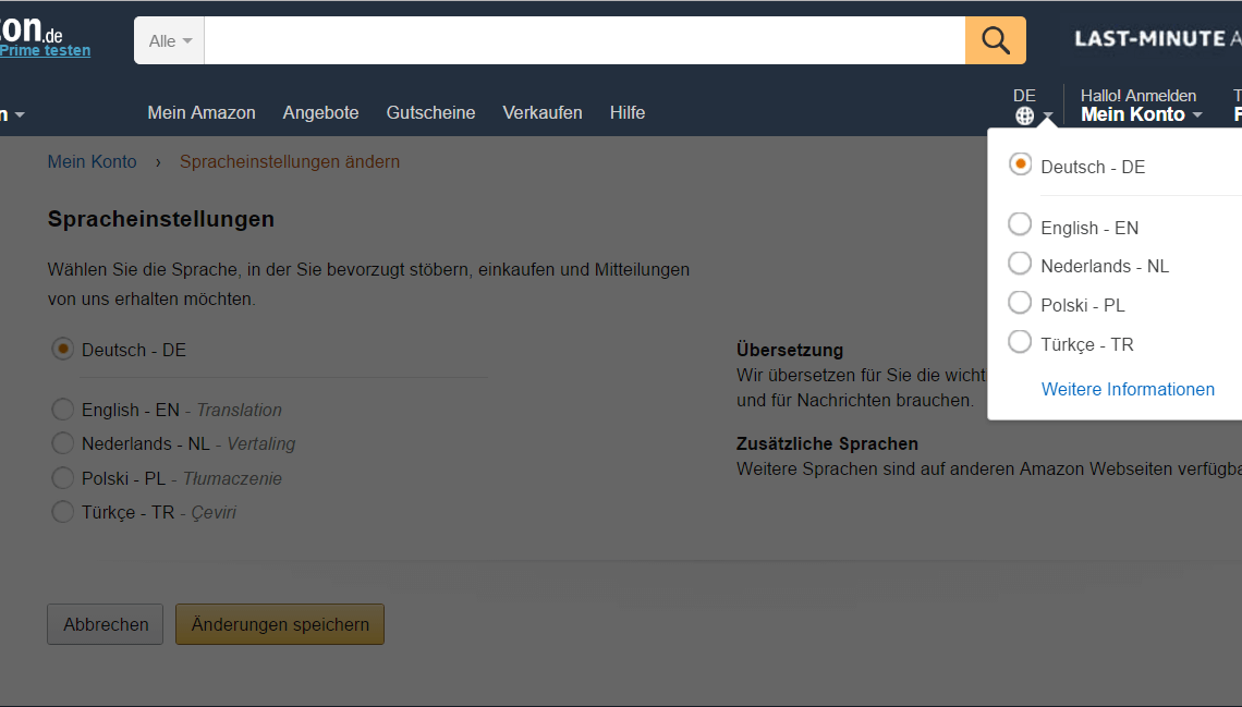 Amazon DE languages 2