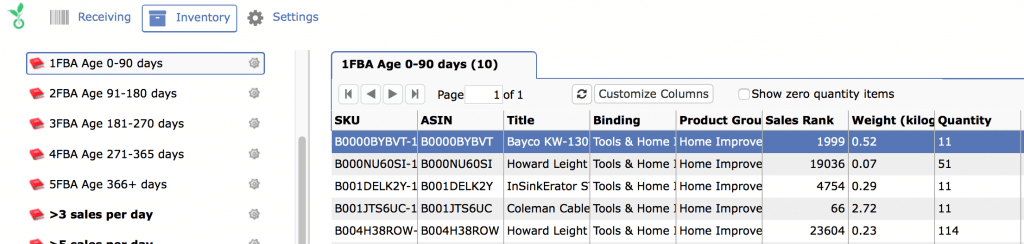 Sellery Inventory Grid