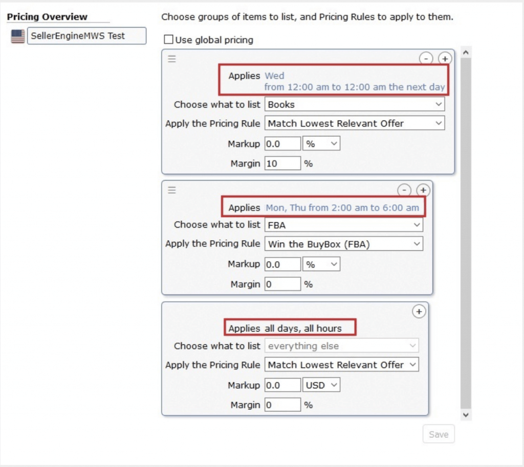 ImageL scheduling settings in Sellery