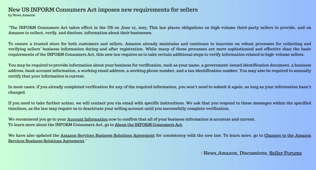 Image: Seller Forums INFORM Act
