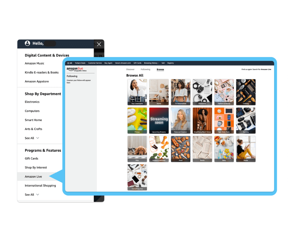 image: amazon live shoppable videos