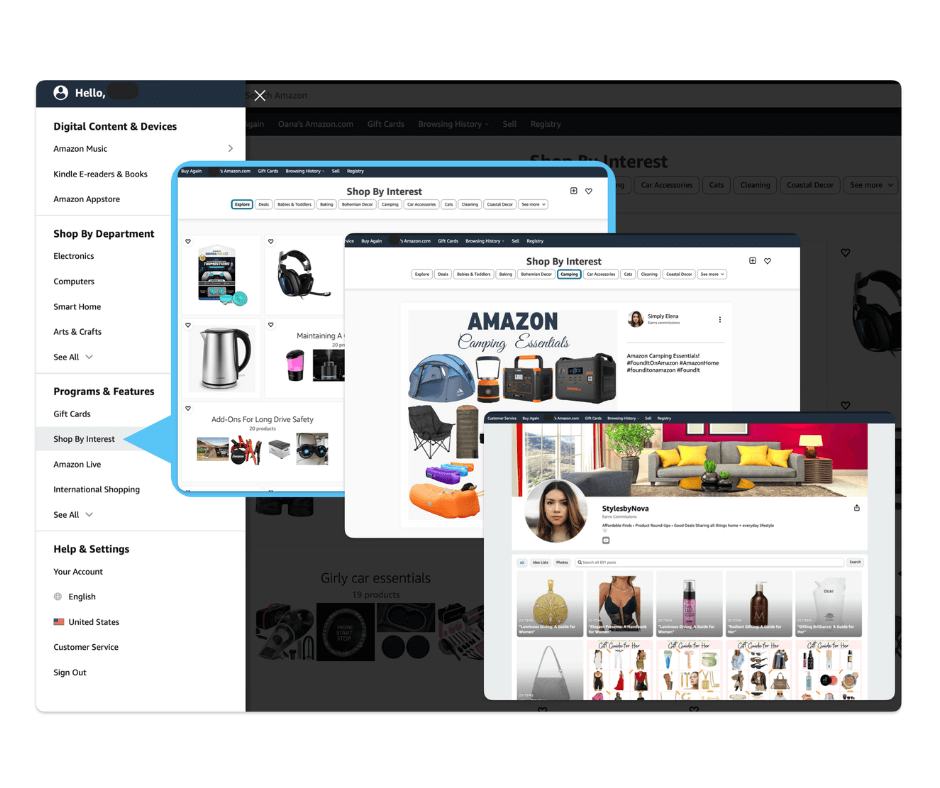 image: shop by interest on Amazon